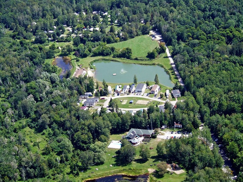 Aerial shot of Bare Oaks Family Naturist Park in Sharon.